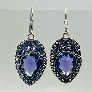 326. Faceted Amethyst Sterling Artisan Earrings